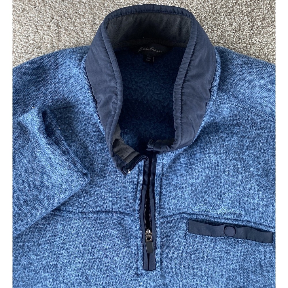 Eddie Bauer Fleece Blue Color Rush 1/4 Zip Pullover Jacket Warm Mens XL Preppy